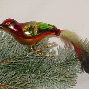 Christbaumkugel Glasvogel grün, 15 cm