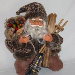 Santa kniend, Textil-braun, 30 cm