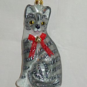 Katze mit Schleife grau (12,5 x 5 cm)