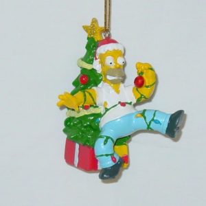 Homer tanzend vor Weihnachtsbaum, Resin, ca 8 x 7.5 cm