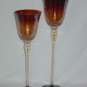 Glaskelchset Pino, amber crackle, 30 + 35 cm hoch