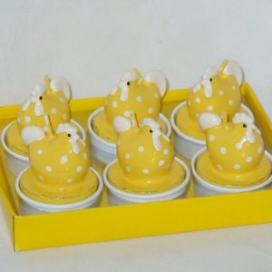Teelichter Hühner gelb, gepunktet (6-er Set)