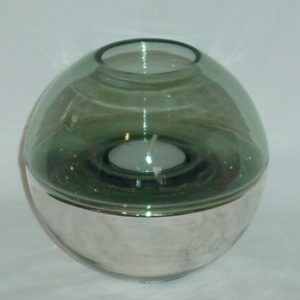 Kugelwindlicht Glas, antik-grau/silber (12,5 x 12,5 cm)