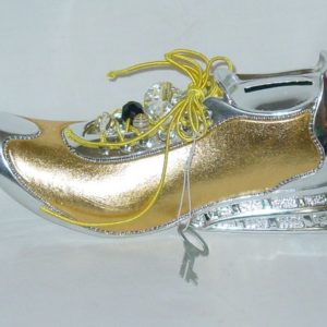 Sparkasse Schuh gold silber