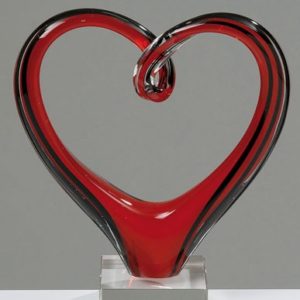 Objekt Herz, Glas rot, ca 32 cm