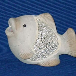 Fisch Mosaik silber, 17 cm