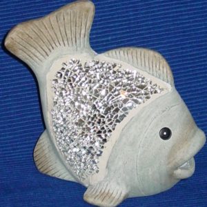 Fisch Mosaik silber, 12 cm