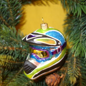 Motorradhelm grün Christbaumkugel