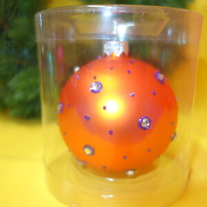 Christbaumkugel Glitzersteine orange